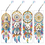 4 Pcs Diamond Painting Bookmarks, White Bear and Lion Dreamcatcher DIY Diamond Art Kits for Adults, Rhinestone Drill Crafts Bookmarks with Tassel for Graduation Birthday Gifts AiYuanzsh