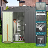 Gizoon Outdoor Storage Shed 8 x 6 FT, Galvanized Metal Garden Shed with Double Lockable Doors, Outdoor Storage Clearance for Backyard Patio Lawn-Dark Grey Gizoon
