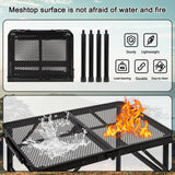 Grovind Folding Grill Table Camping Table with Mesh Desktop, Lightweight & Portable Outdoor Picnic Table, Height Adjustable Portable Grill Table for Outside Inside Use Grovind