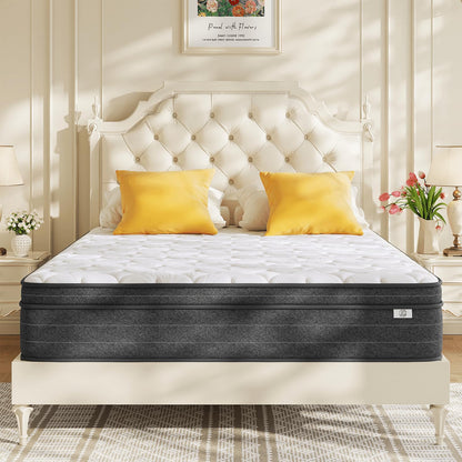 koorlian Queen Mattress 12 Inch, Hybrid Queen Size Mattress in a Box, Queen Bed Mattress with Memory Foam and Pocket Spring, Breathable & Pressure Relief, Medium Firm Mattress Queen Size 80"x60"x12"