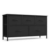 SONGMICS Dresser for Bedroom, Chest of Drawers, Steel, MDF, 5 Non-Woven Fabric Drawers, Storage Organizer Unit, Closet, Entryway, Ink Black and Ebony Black ULGS322B01S SONGMICS