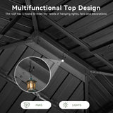 Aoxun 12'x14' Hardtop Gazebo, Aluminum Frame Canopy with Double Galvanized Steel Roof, Outdoor Metal Pavilion with Netting, Curtains for Backyard, Patio and Deck Aoxun