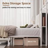 Full Upholstered Canopy Bed Frame with 2 Drawers & Crystal Tufted Storage Headboard Metal Platform Bed with Charging Station & 4 Removable Posts No Box Spring Needed Curtain Not Included, Beige Keyluv