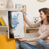 NiArt Paint by Numbers for Adults Beginners, DIY Paint by Numbers on Canvas for Kids, Oil Painting Kits for Gift Home Wall Decor, 10 Brushes and Acrylic Paint, 16x20 Inch, (Seaside Town, Unframed) NiArt