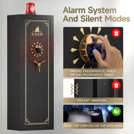 KAER 20 Biometric Gun Safe, Wider and Deeper Fingerprint Gun Safes for Rifle and Pistols, Large Quick Access Heavy-Duty Gun Cabinet for Firearm Ammo with Removable Shelf & Gun Rack, Assembled KAER