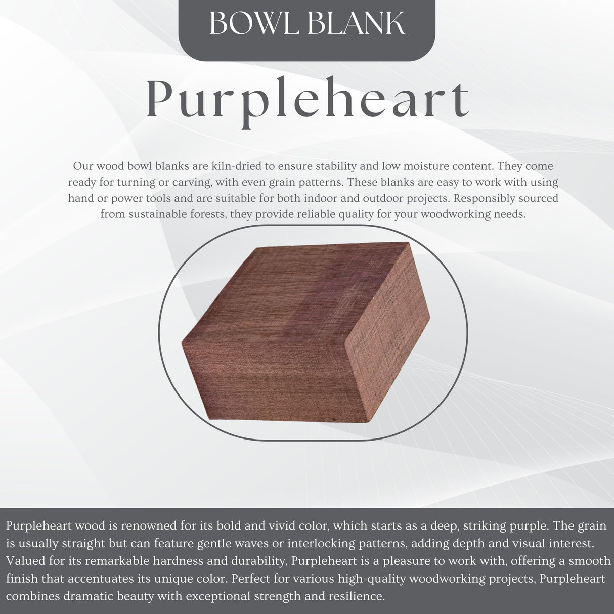 Exotic Wood Zone Purpleheart Unfinished Wood Bowl Blanks (4" x 4" x 2") Exotic Wood Zone