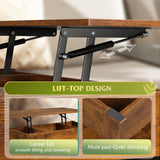 WLIVE Coffee Table, Lift Top Coffee Table with 2 Drawers, Large Storage and Open Shelf, Lift Tabletop for Living Room, Rustic Brown WLIVE