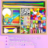 3000Pcs DIY Arts and Crafts Supplies Kit for Kids - Kids Craft Kits Art Supplies Material Set with Pipe Cleaner All in 1 Crafts for Kids Activity Gifts Toys for Girls Boys Age 4-6, 6-8, 8-12 years VLUSSO