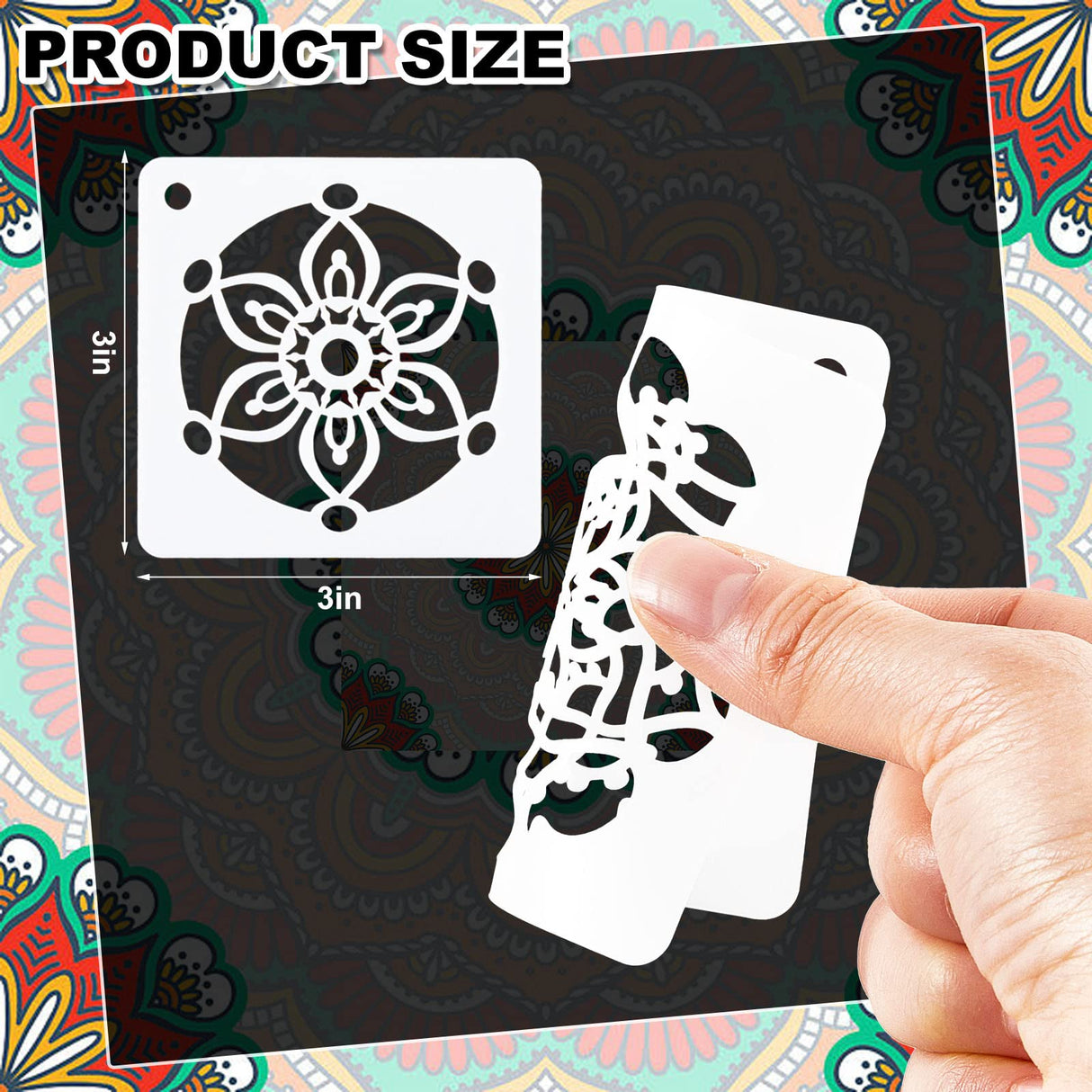 80 Pieces Mandala Stencils 3 x 3 Inch Mandala Painting Art Stencils Reusable Plastic Craft Kits for Wood Rocks Furniture Wall Floor DIY Art Projects Fabric Tile Holiday Decorations Craft Kits Teling