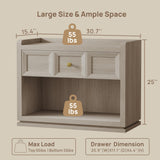 SICOTAS 31" Wide Nightstands Set of 2, Large Night Stands with Drawer, Oversized King Size Nightstand Bedside Table for Bedroom, Farmhouse End Side Table Set of 2 with Round Corners,Grey White Oak SICOTAS