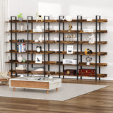 FRAPOW 83Inch Industrial Bookshelf and Bookcase, Double Wide 6 Tier Large Vintage Book Shelf with Metal Frame Open Bookshelves for Living Room Home Office FRAPOW