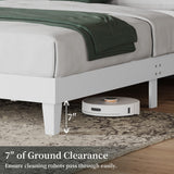 Yaheetech Wood Bed, Rubber Wood Platform Bed Frame with Headboard/Wood Slats, Farmhouse Style, No Box Spring Needed, Mattress Foundation, Noise-Free, Easy Assembly, Queen Size, White Yaheetech