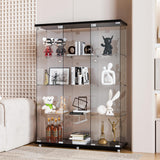 FANYUSHOW Glass Display Cabinet with 12 Shelves, 3 Columns and Lock, Extra Large DIY Curio Cabinets Quick-Install Style 5mm Tempered Glass Bookshelf for Living Room, Bedroom, Black FANYUSHOW