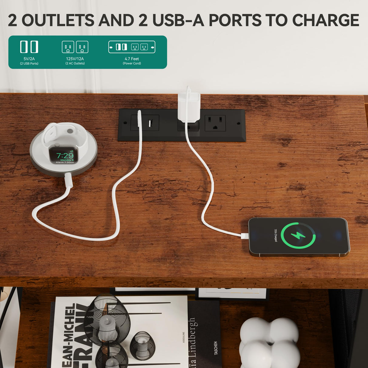 YITAHOME TV Stand with Charging Station, TV Dresser for 52'', Media Console Table, Long TV Stand for Living Room TV Stand with 7 Drawers and Shelves YITAHOME