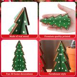 Christmas Decor 3 Pieces Wood Table Christmas Tree Rustic Christmas Tree Farmhouse Wooden Xmas Centerpiece for Table Small Table Christmas Trees Tiered Tray Decoration (3D Polka Dot Style) Yookeer