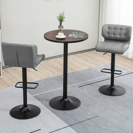 Rustic Industrial 42" Round Bar Table with Weathered Elm Wood Top and Sturdy Metal Base Aosom