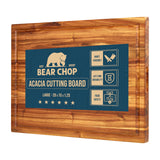 Bearchop Acacia Wood Cutting Boards for Kitchen, [20" x 15" x 1.25"] Large Edge Grain Cutting Boards, Solid Wood Butcher Block Cutting Board with Juice Grooves and Handle,Knife Friendly and Reversible EST 2007 BEAR CHOP