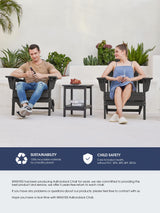 KINGYES Folding Adjustable Backrest Adirondack Chair with Cup Holder, Oversized Weather Resistance Adirondack Chair, HDPE Reclining Adirondack Chair for Adult, Black KINGYES