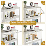 Boniture Display Cabinet with Acrylic Glass Doors,4-Tiers Curio Cabinet with LED Lighting for Collectibles, Collectibles Toy Organizers Rack & Display Shelf Display Case Storage Cabinet, Antique White BONITURE