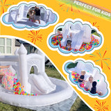 White Bounce House with Ball Pit, Indoor & Outdoor Bouncy Castle with Slide and UL Blower for Kids Family Backyard Party, 12x11Ft Inflatable Bouncer for Boys for Girls ZAFIED