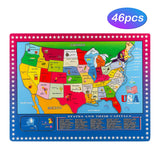 Wondertoys 46 Pieces Wooden USA Map Puzzle for Kids US Map Puzzle Educational Geography Puzzles United States Map Puzzle for Boy Girl Wondertoys