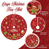 Marspark Merry Christmas Tree Skirt 48 Inch Gingerbread Man Christmas Tree Mat with Cute Candy Cane Snowflakes Xmas Ornaments for Winter Holiday Xmas New Year Party Decor Supplies(Red) Marspark