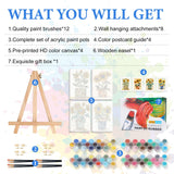 4 Pack Framed Paint by Numbers Kit for Adults with Wooden Easel, Sunflower Easy Paint by Number Kits with Frame, DIY Acrylic Adult Paint by Number Kits on Canvas Framed for Home Decor Gift 8x12 Inch PRASIO
