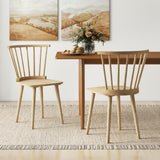 Giantex Wood Dining Chairs Set of 2, Windsor Dining Chairs, American Country Kitchen Chairs w/Rubber Wood Frame & High Spindle Back, Farmhouse Armless Side Chairs for Home Living Room, Natural Giantex