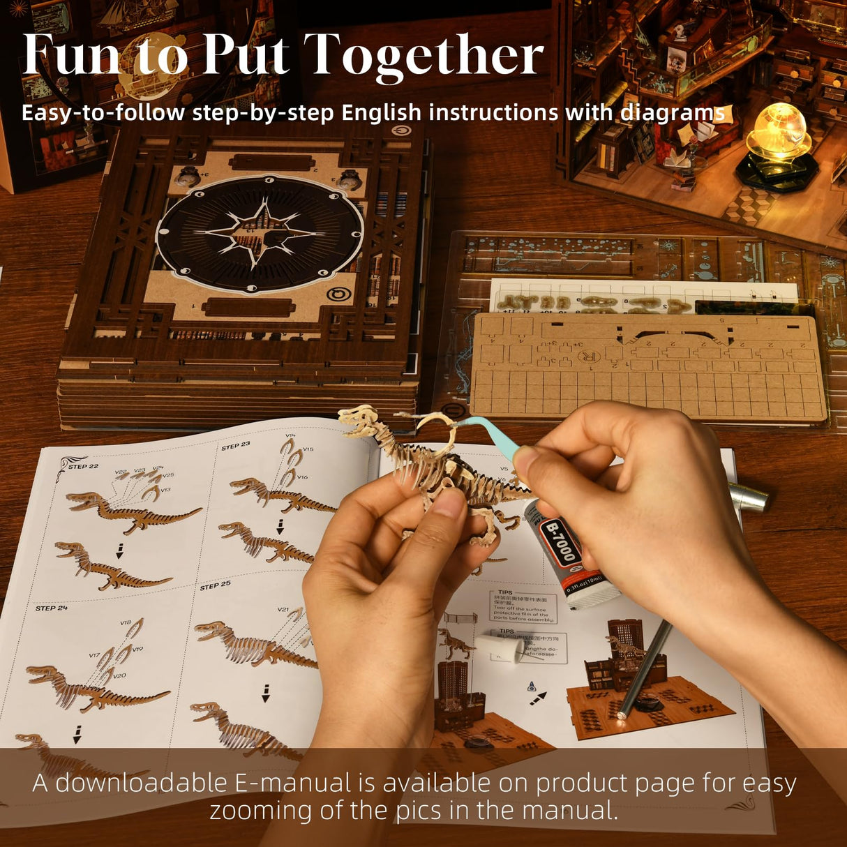 DIY Book Nook Kit, Miniature Dollhouse Booknook Kit, 3D Wooden Puzzle Bookend Bookshelf Insert Decor with LED Light for Teens and Adults (Beyond Library Max) CCCDF