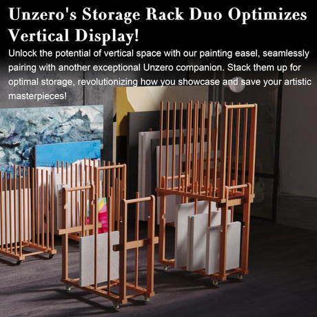 UNZERO Art Storage Rack, Art Canvas Storage, Canvas Boards Rack Art Storage with Handle & Caster Wheels for Drawing Board, Panel, Paper Pad for Art Studios, Artworks, Gallery UNZERO