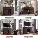 IFGET Farmhouse Buffet Cabinet, 53” Sideboard Cabinet w/3 Drawer, Rustic Storage Cabinet w/Sliding Barn Door, Coffee Bar Cabinet for Dinning Room, Kitchen, Hallway, and Living Room, Brown IFGET