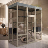 70” Catio Outdoor Cat Enclosure, Large Wood Cats House, Catio Window Cat Enclosure, Jumping Platform & 2 Napping Resting Box CuisinSmart