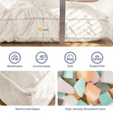 MAXYOYO 6" Futon Mattress Queen Size, Velvet Thick Futons Sofa Couch Bed, Versatile Floor Mattress for Adults, Shredded Foam Filling (Frame Not Included), Beige MAXYOYO