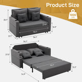 Busaurus 3 in 1 Convertible Sofa Bed, 56" Full Size Loveseat Sleeper Sofa Couch Bed, Sleeper Sofa Bed with Storage Pocket, USB, Comfy Pull Out Sofa Bed for Living Room, Bedroom, Small Space, Dark Grey Busaurus