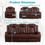 Lyngins 3+2+1 Power Sectional Reclining Sofa Set, Modern Recliner Couch, Loveseat, Chair with USB Ports/LED Lights/Storage Console/Cup Holders, PU Leather Recliner for Living Room, RV Theater, Brown Lyngins