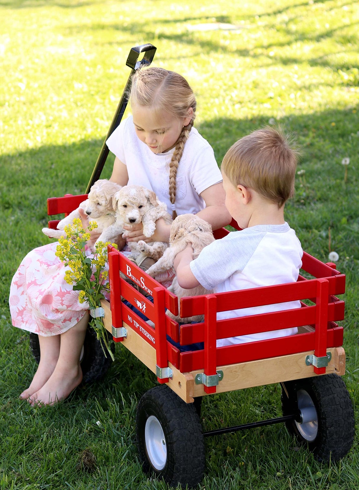 Berlin Flyer Sport Kid's Wagon - Model F410 - Amish Made in Ohio, USA - 10" No-Flat Tires (Red) premier wagons