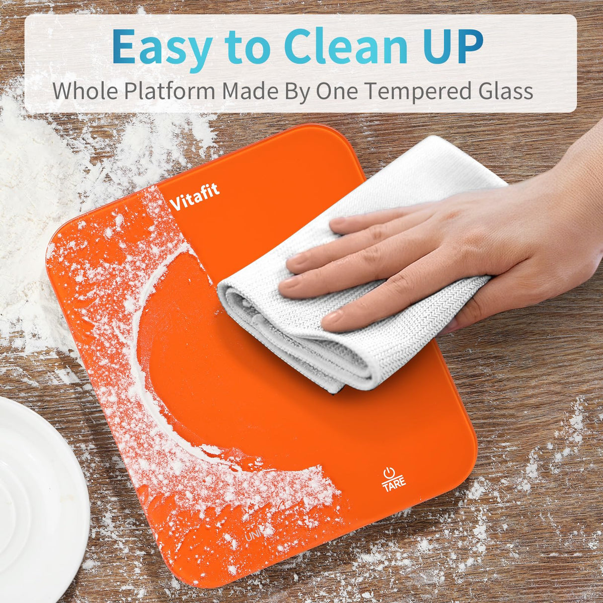 Vitafit 33lb/15kg Digital Food Scale in High Precision 0.1oz/1g, Our Own Kitchen Scale Professional Factory Since 2001, Kitchen Essentials for Cooking & Baking, LED, 3*AAA Battery, Refreshing Orange Vitafit