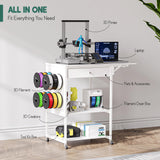 Yumkfoi 3D Printer Stand Table with Filament Storage, Foldable & Mobile 3D Printer Workstation Desk Cart with Filament Spool Holder, 3D Printer Accessories for 3D Printing Studio Home Office Workshop Yumkfoi