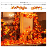 Fall Decorations for Home 9FT Plug in Thanksgiving Lights Lighted Fall Garland 50 Bulbs Maple Leaves Lights, Connectable Fall Light for Indoor Outdoor Halloween, Thanksgiving, Holidays Decorations Dirnun