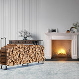 Danrelax 8ft Firewood Rack Outdoor with Cover, Wood Storage Rack for Fire log and Firewood, 600D Oxford Fabric Water-Resistant Cover, for Fireplace Indoor, Patio, Courtyard, Black Danrelax