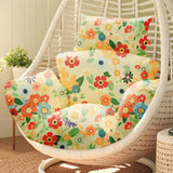 Uthem Waterproof Egg Chair Cushion Replacement 47x31.5x4.7 inch Thicken Hanging Egg Swing Chair Cushion Indoor Outdoor Wicker Rattan Hammock Basket Cushion with Headrest Pillow, Daisy Uthem