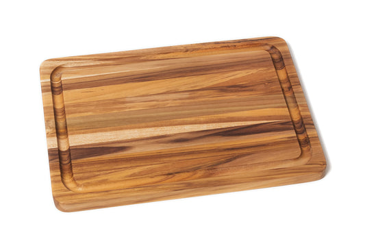 Lipper International 7215 Teak Wood Edge Grain Kitchen Cutting and Serving Board, Small, 12" x 9" x 5/8"