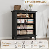 GarveeHome 4 Dresser for Bedroom, 34.8 in Tall Vertical Drawer Dresser with Large Storage, Freestanding Wooden Closet Chest for Bedroom, Living Room, Black GarveeHome