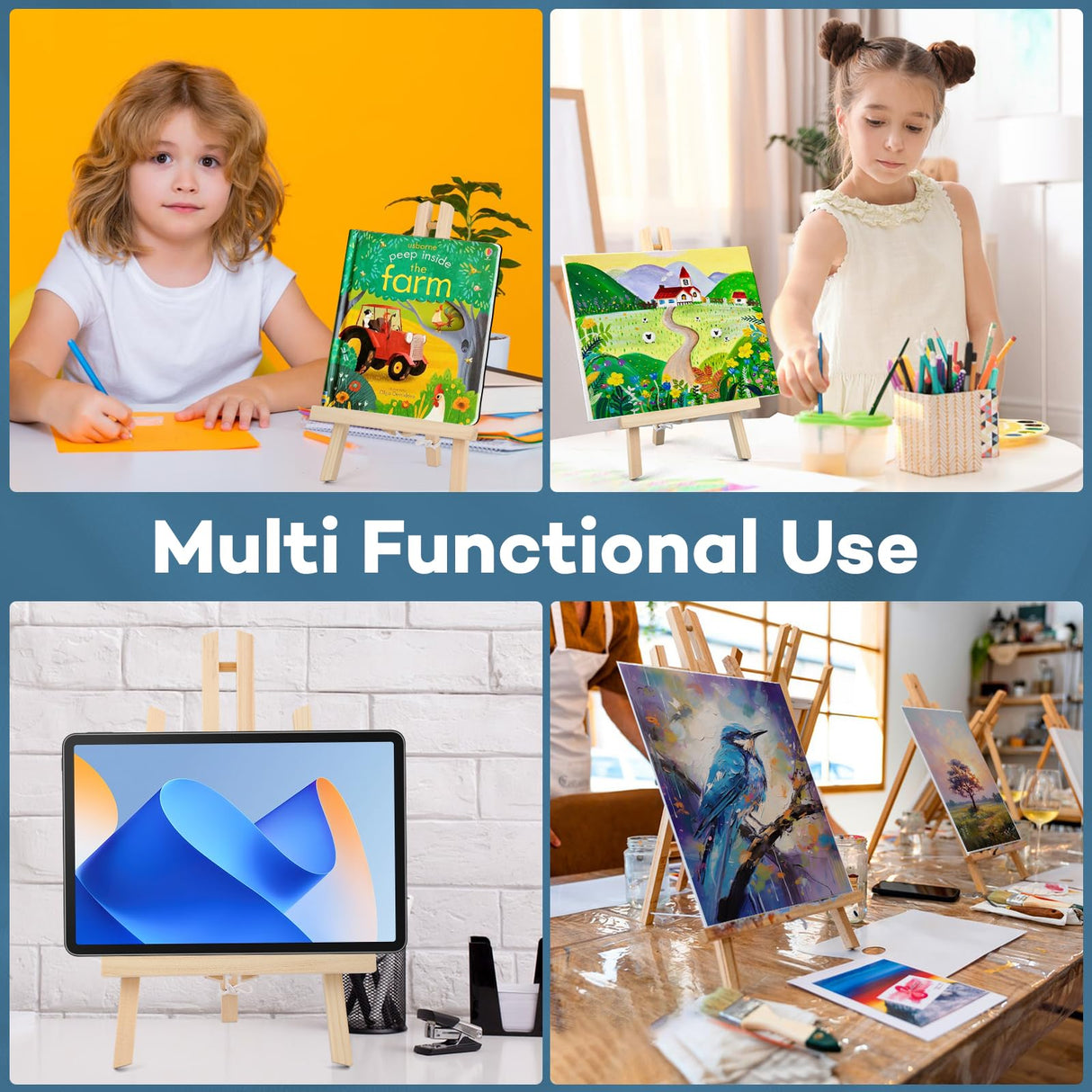 ESRICH 26PCS Professional Painting Set with 2 Wood Easel (11.8in), 20 Paint Brushes, 2 Canvas, 2 Plate, Easel Set, Painting Supplies Kit for Kids, Adults, Artists and Beginners, to Painting Party ESRICH