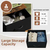 Somdot Dresser for Bedroom,Chest of Drawers Storage Organizer,Steel, MDF,Non-Woven Fabric Drawers,Closet Bedside Living Room Entryway Hallway,11.8"D x 16.5"W x 45.1"H (5 Drawers) Black Rustic Brown,1 Somdot
