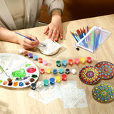 Weysat Mandala Rock Painting Kit Mandala Dotting Tools Kit Include Large Wooden Rocks Stencils Dot Tools Palettes Acrylic Paints Brush Bags for Adults Art DIY Crafts Gift Home Decor Supplies Weysat