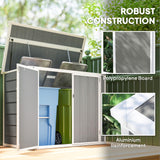 Outsunny 41 Cu. Ft. Outdoor Storage Shed with Chain Lid, Waterproof Outdoor Horizontal Trash Can Storage with Lockable Storage Box for Trash Cans, Garden Tools, Gray Outsunny