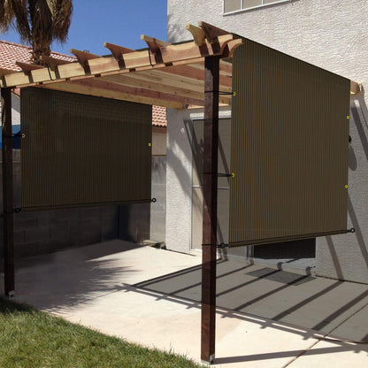 Windscreen4less 12'x18' Outdoor Pergola Replacement Shade Cover Canopy for Patio Privacy Shade Screen Panel with Grommets on 2 Sides Includes Weighted Rods Breathable UV Block Brown