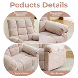 Rhevoy Swivel Rocker Recliner Chair with Heat and Massage, 26" Wide Oversized Rocker Recliner with Overstuffed Backrest,Swivel Glider Recliner for Living Room,Beige Rhevoy