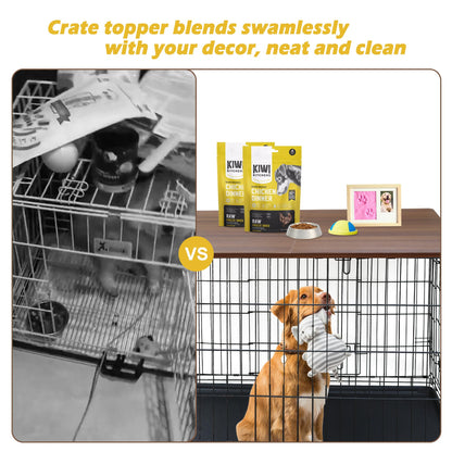 Deblue Foldable Dog Crate Topper, Crate Topper for 48in Wire Dog Cages, Wooden Dog Kennel Table Top for Large Dog, Foldable, Portable (for 48 in Crate, Only Topper) - WoodArtSupply